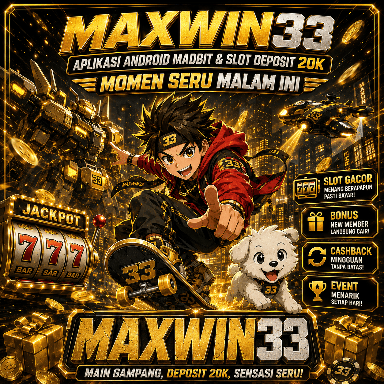 MAXWIN33 ⚡️ Aplikasi Android Madbit & Slot Deposit 20k Momen Seru Malam Ini
